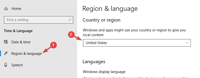 Region & language
