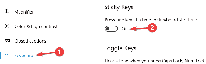 Turn Off Sticky Keys