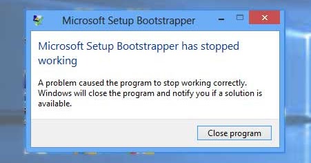 Bootstrapper Has Stopped Working Error in Windows