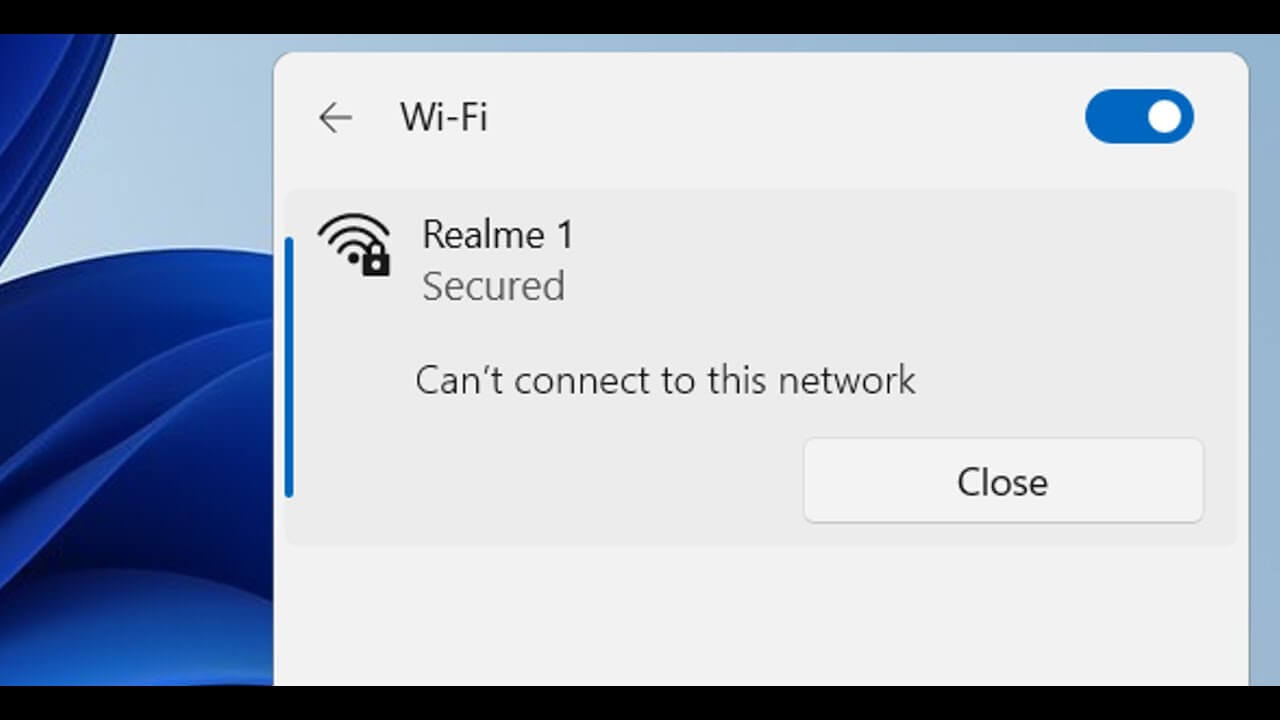 Windows Can't Connect to This Network