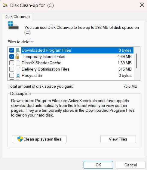 use disk cleanup