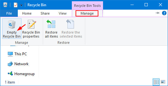 empty recycle bin