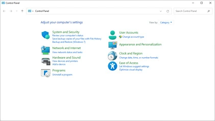 launch windows control panel