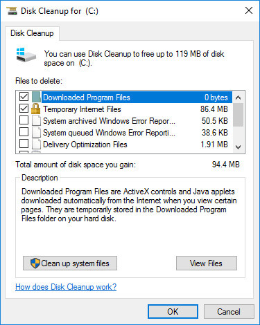 open disk cleanup