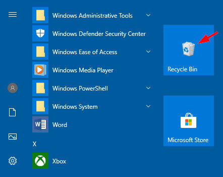 open recycle bin