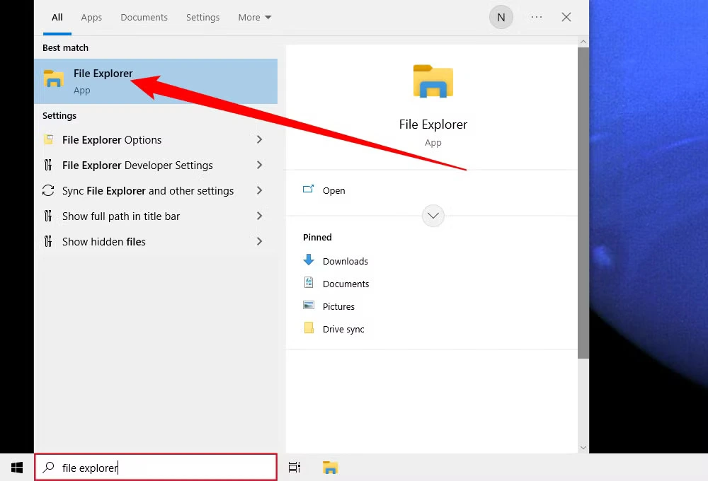 open windows file explorer