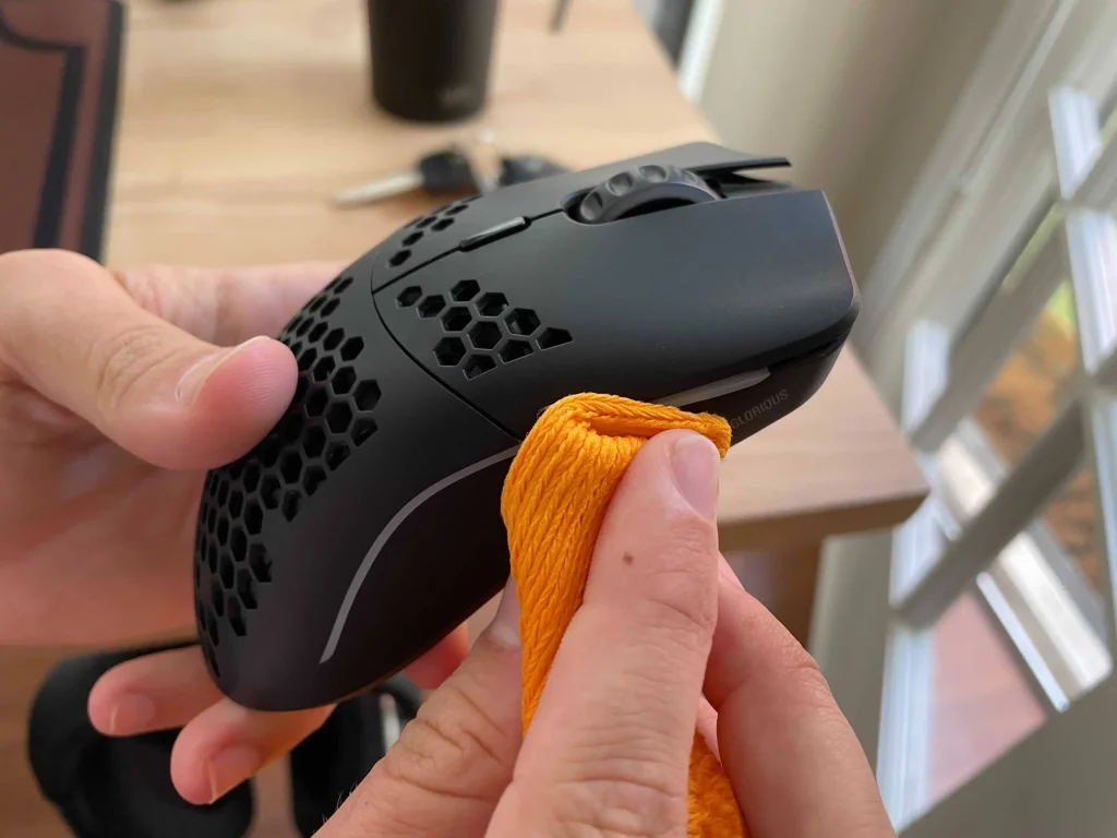 clean mouse exteriors with lint-free cloth