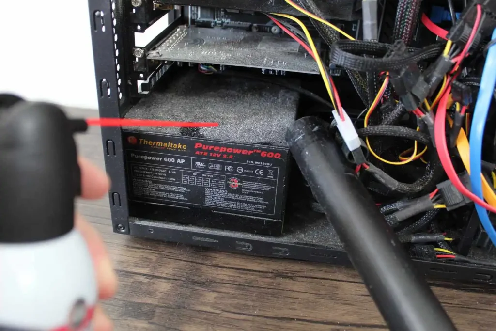 use compressed air to clean pc cables