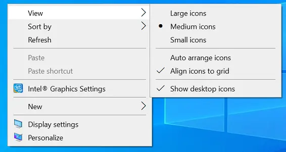 disable show desktop icons