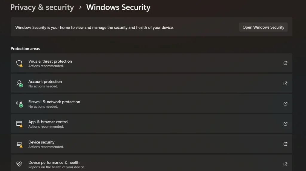run virus and threat protection scan
