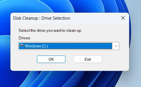choose drive for cleanup