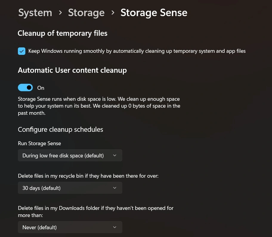 configure storage sense