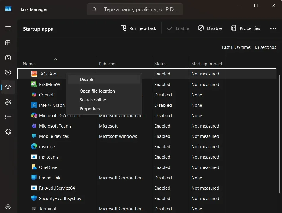 disable startup apps windows pc