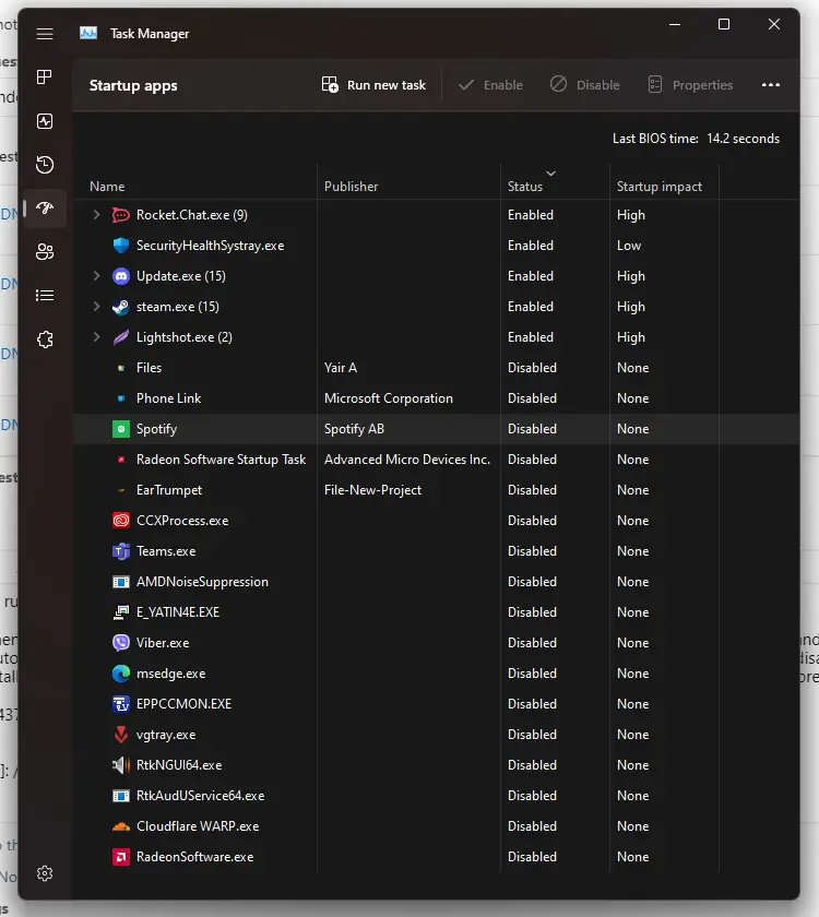 manage startup apps windows task manager