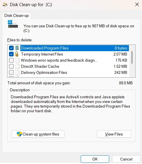 run cleanmgr command