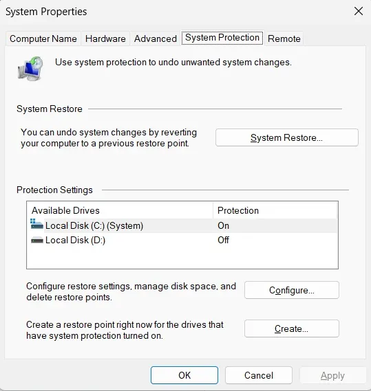 create a restore point