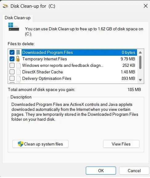 run disk cleanup windows 11 pc