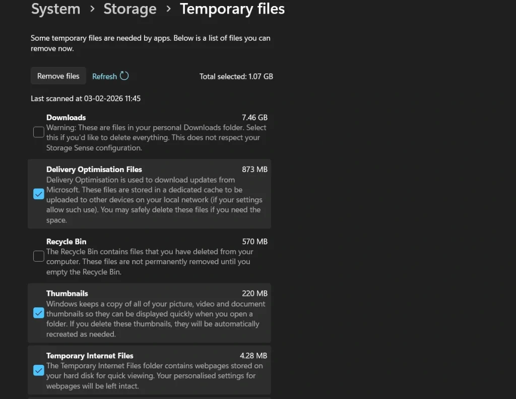 clean up temporary junk files