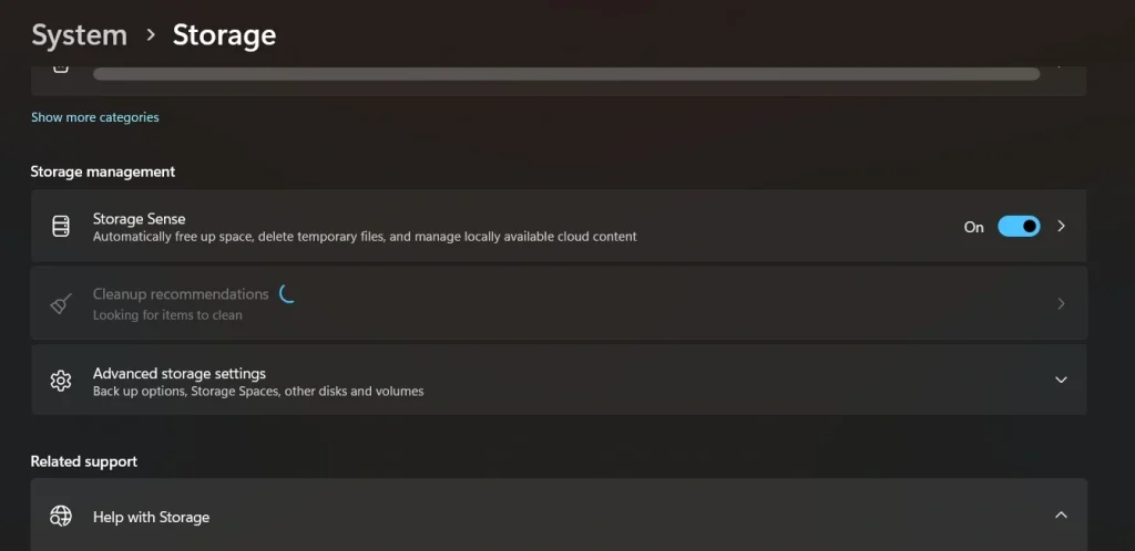 enable storage sense