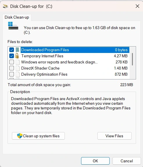 run disk clean up tool