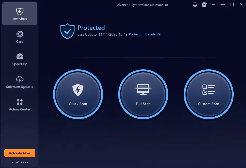 Advanced System Care malware removal feature