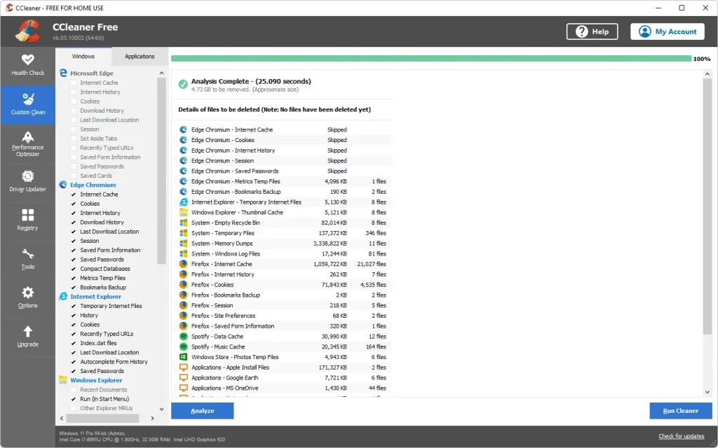 ccleaner optimize pc performance