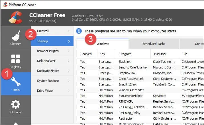 ccleaner startup manager