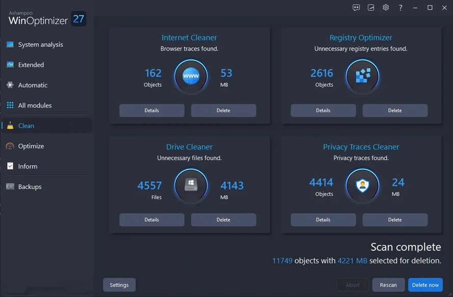 ashampoo win optimizer internet cleaner 