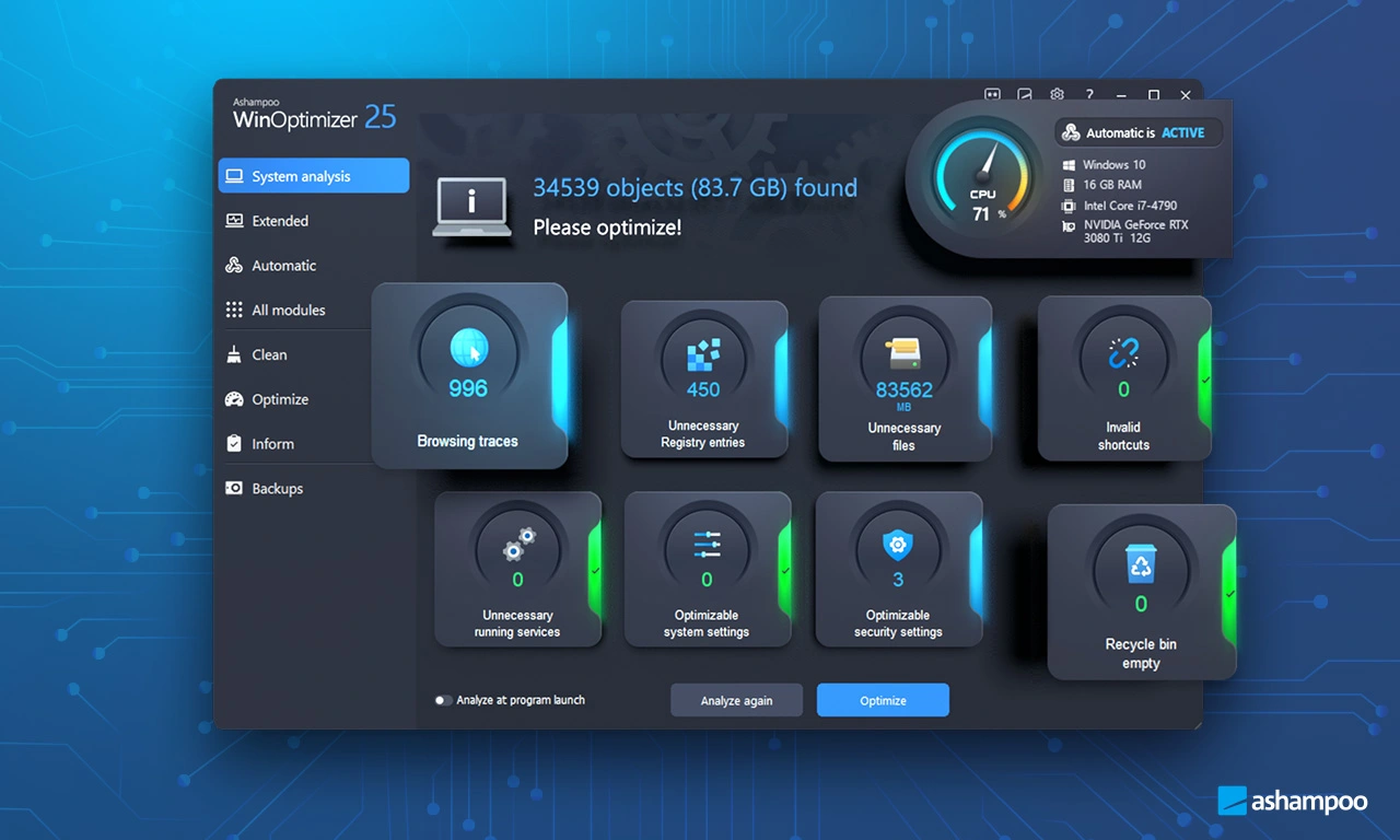 ashampoo win optimizer system cleaner