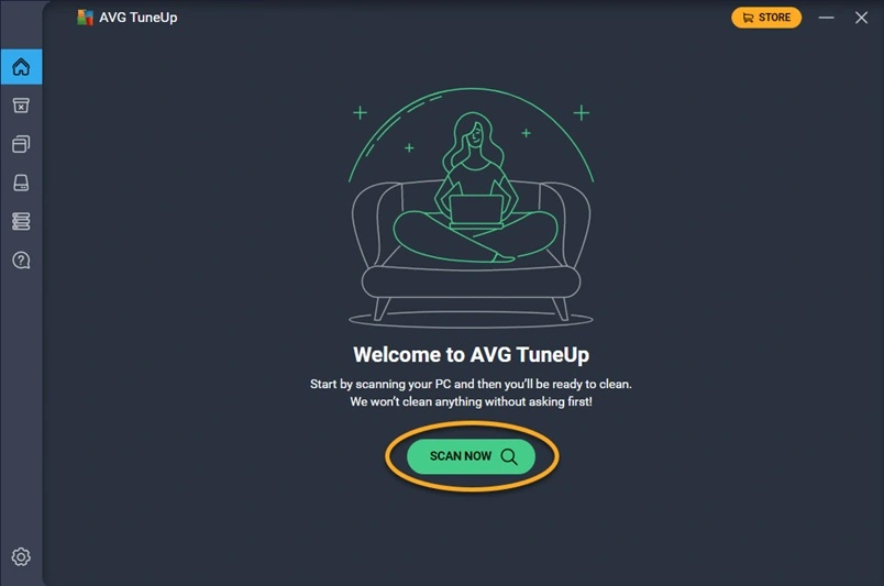avg tune up start scanning pc