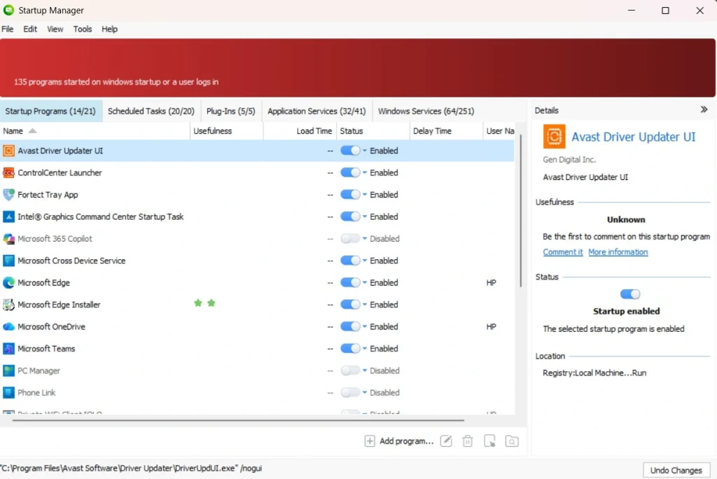 glary utilities startup manager 