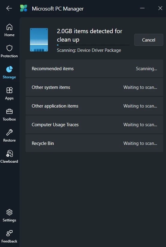 microsoft pc manager deep scan