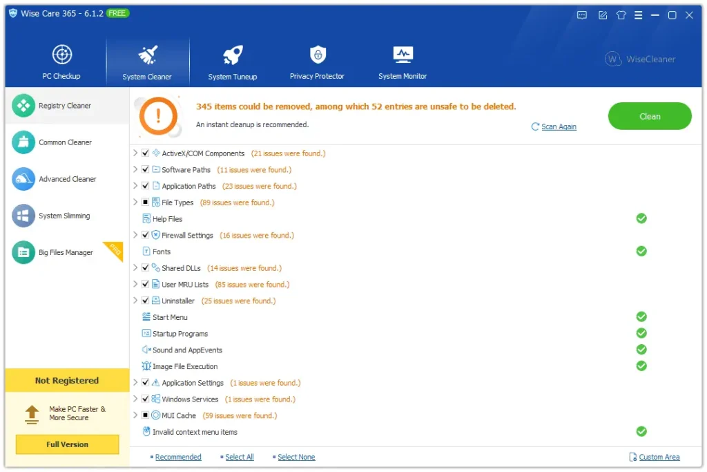 wise care 365 system cleaner