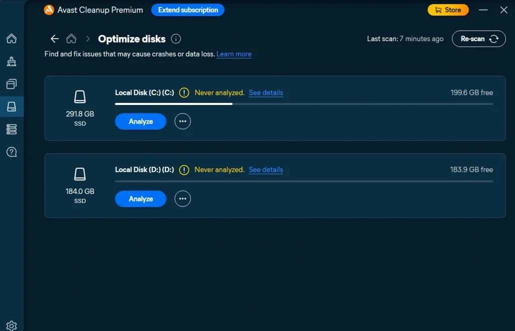 avast pc cleanup optimize disk