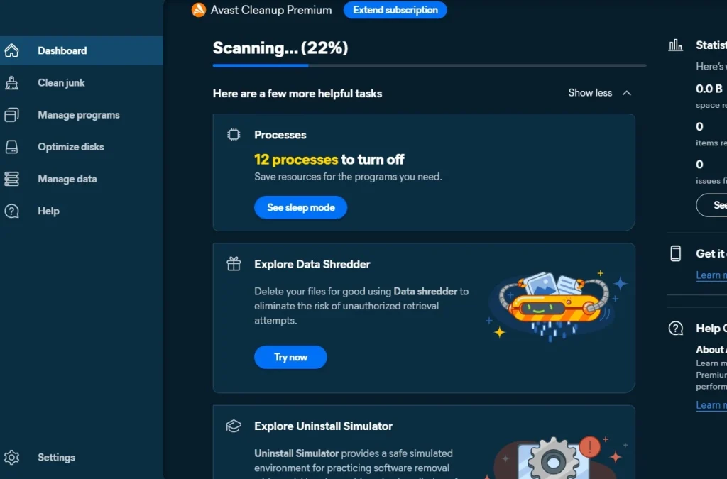 avast pc cleanup tool scanning process