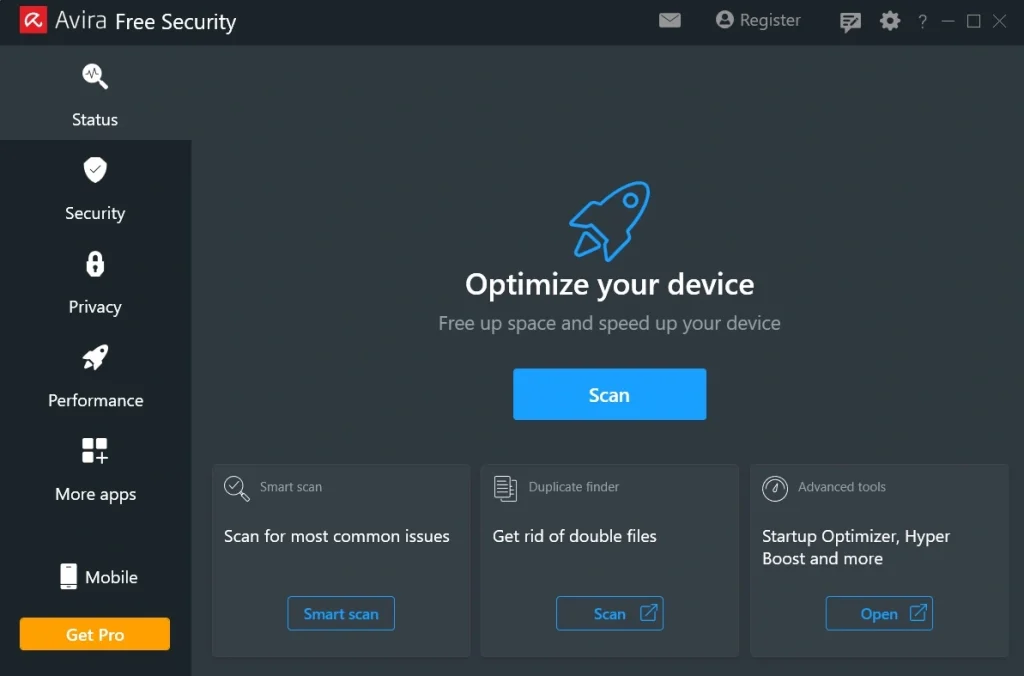 avira pc speed up tool click scan 