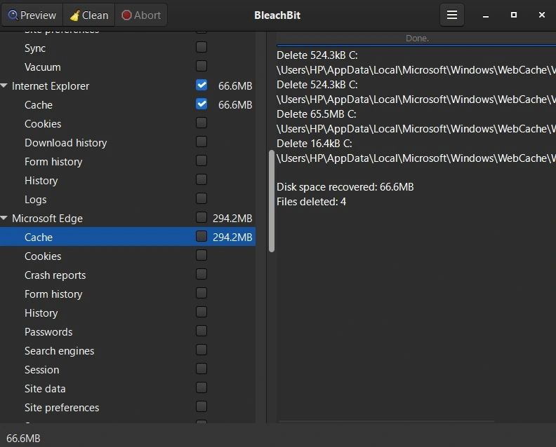 bleach bit clean system files