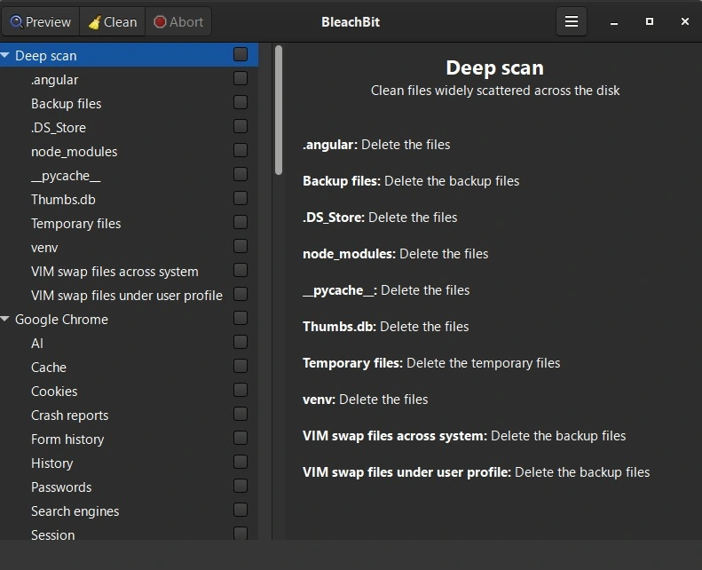 bleach bit dashboard