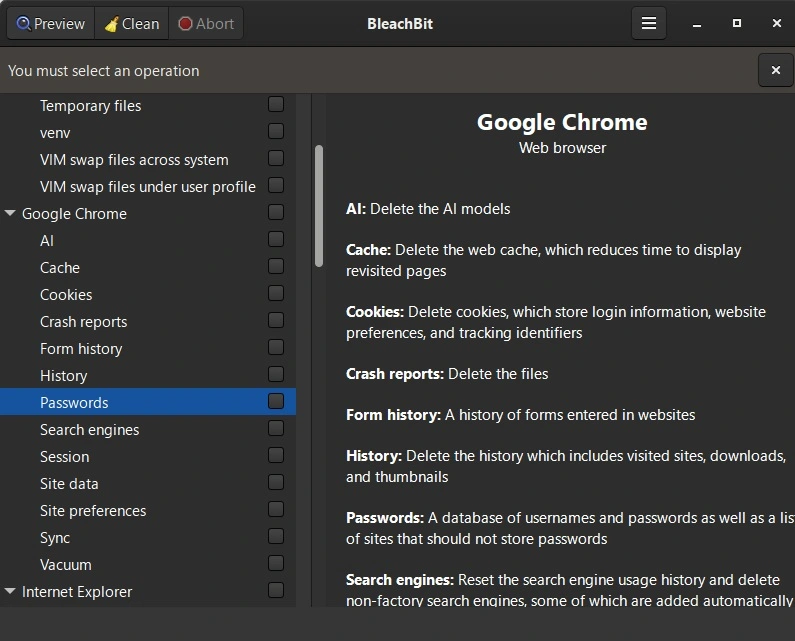 bleach bit system cleaning tool browser cleaning