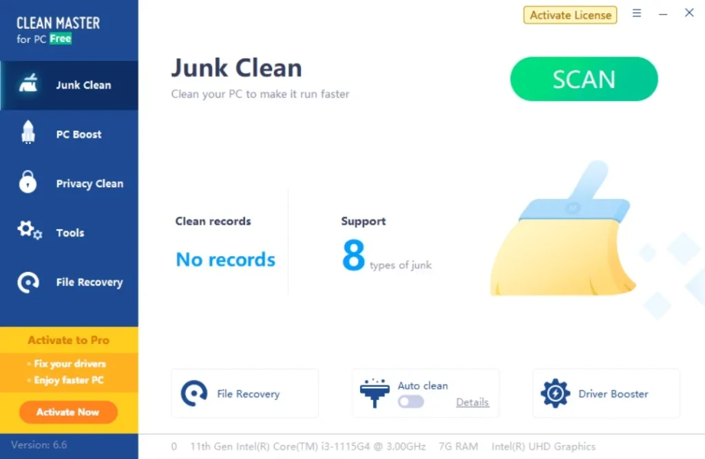 clean master pc click scan