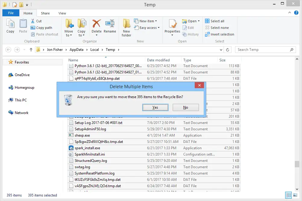 clear temp files