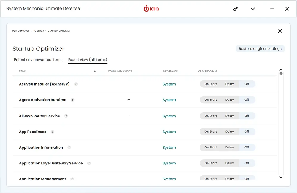 iolo system mechanic startup optimizer