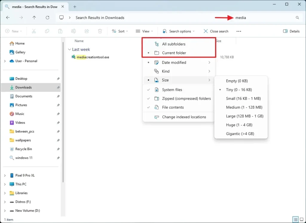 use large files filter file explorer