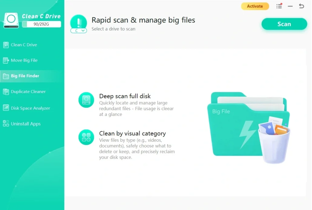 wmaster cleanup large file finder