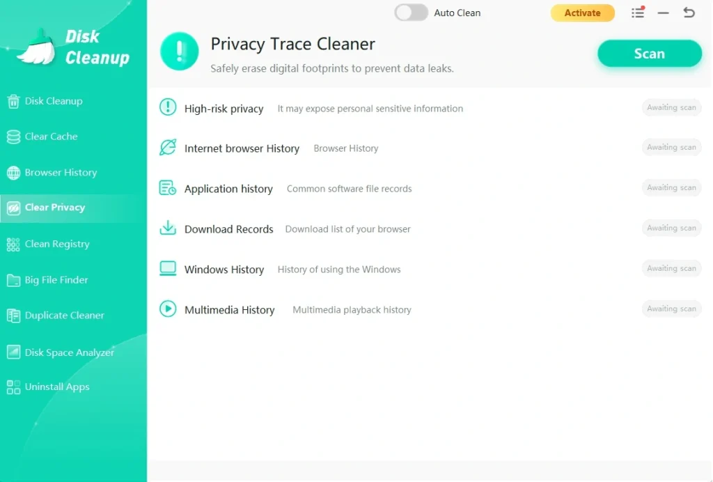 wmaster cleanup privacy cleaner