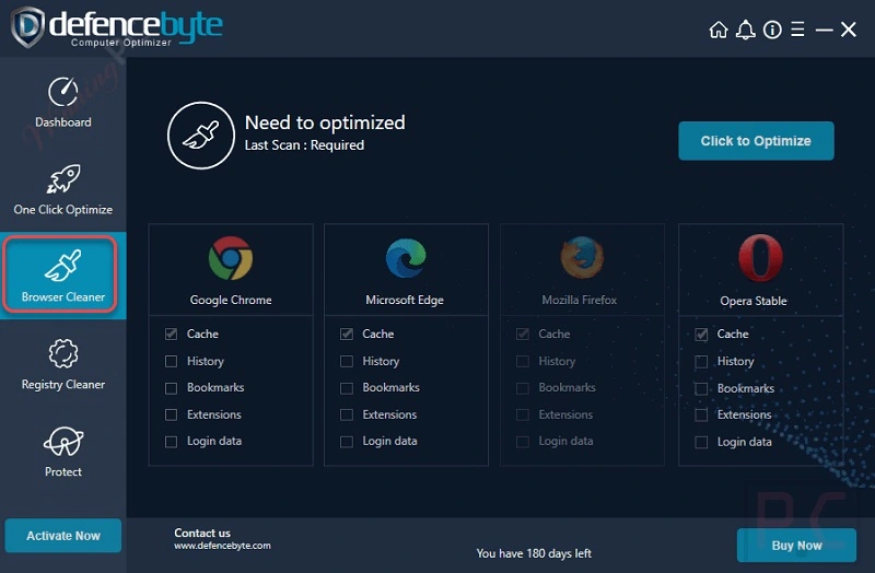 defencebyte computer optimizer browser cleanup