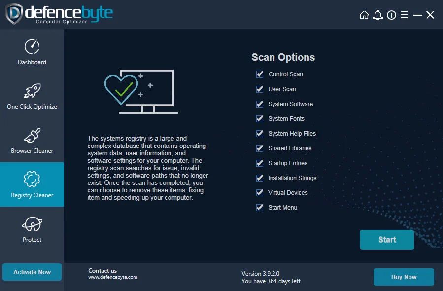 defencebyte computer optimizer registry cleaner