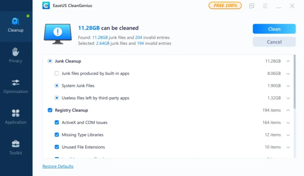 easeus cleangenius clean junk files