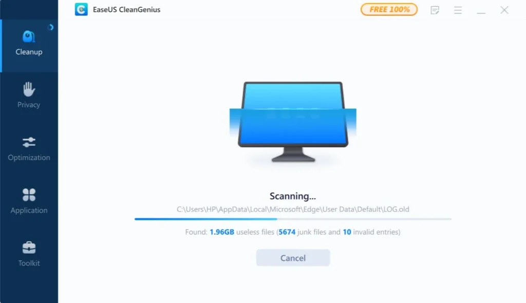 easeus cleangenius scanning process