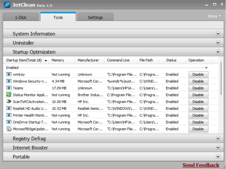 jetclean startup optimizer and uninstaller